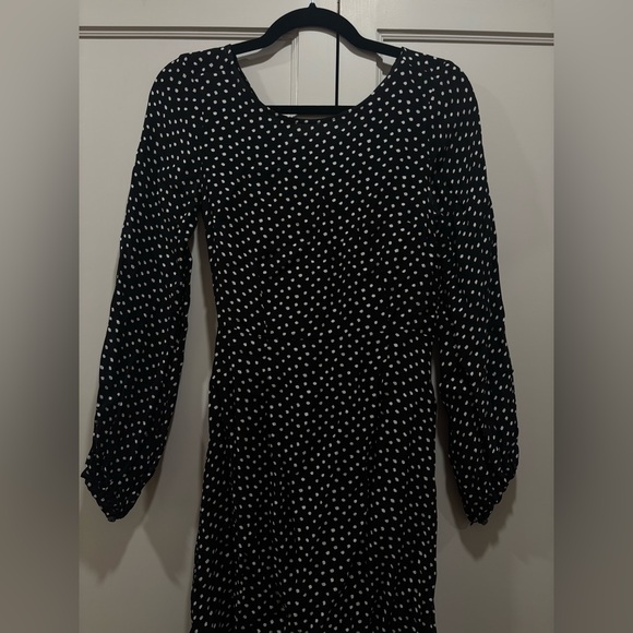 Anthropologie Black and White Polka Dot Midi Dress - Picture 2 of 4